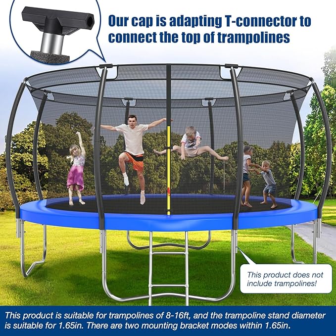 2PCS Trampoline Poles Replacement, 1mm Thick, Fits 1.65'' / 4.2CM Inner Diameter for 10-16FT Jumpzylla Trampolines, Complete Kit with Protective Foam Sleeves & Mounting Hardware