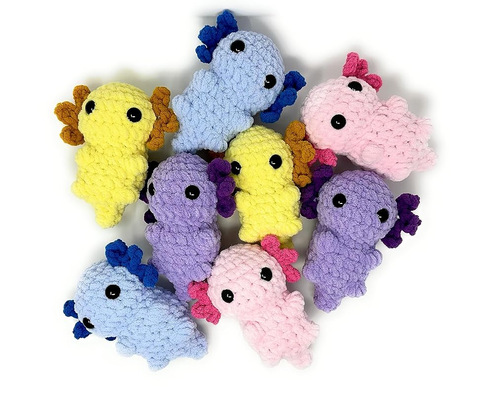 Axolotl Adorable Handmade Crochet Axolotl Stuffed Toy - Baby Axolotl Perfect Plushie for Girls & Boys, Soft and Huggable, 6 inches tall