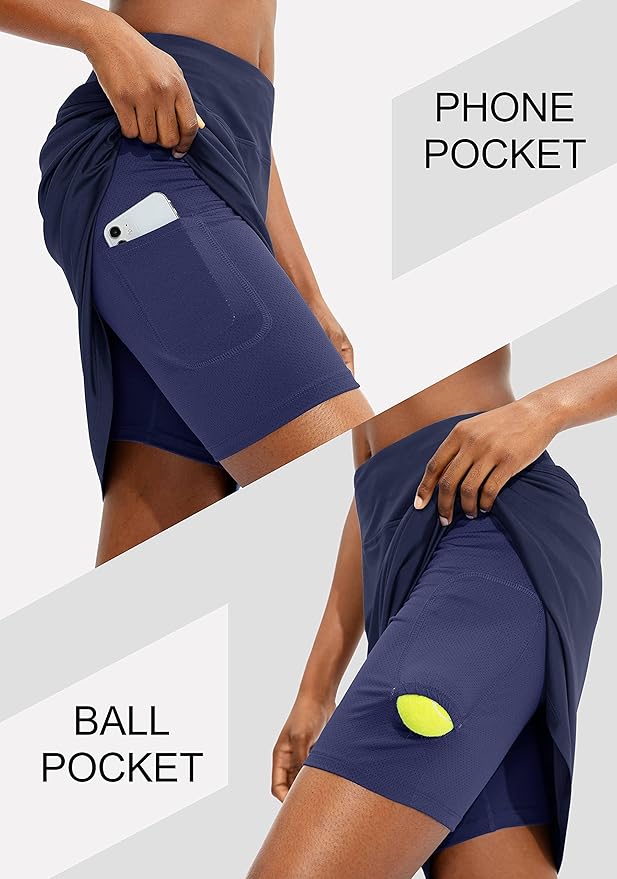 Women's 20" Knee Length Skorts Skirts UPF50+ Athletic Tennis Golf Skirt for Women Casual Summer Skirts