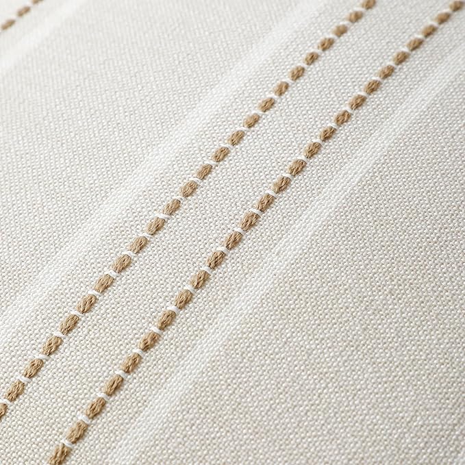 Hckot Tan Brown Throw Pillow Covers 22x22 Set of 2 Striped Pillow Covers | Farmhouse Decorative Pillows Textured Linen Square Cushion Covers for Sofa Couch Bed Living Room Decor(Tan)