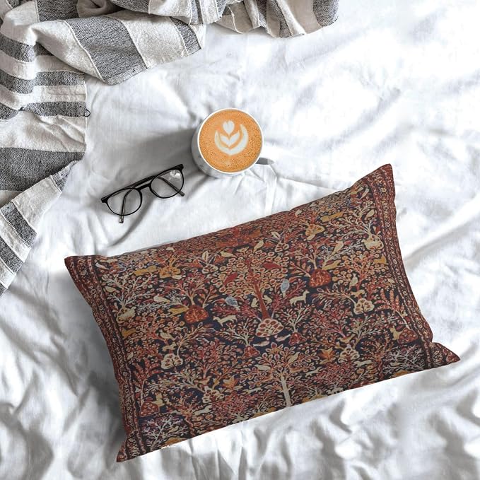 Persian Vintage Antique Carpet Nature Fine Art Pillow Covers Decorative Lumbar Throw Pillowcase 12x20 Inch Couch Cushion Cover for Home Decor Living Room Bedroom College Dorm Bed Car Sofa