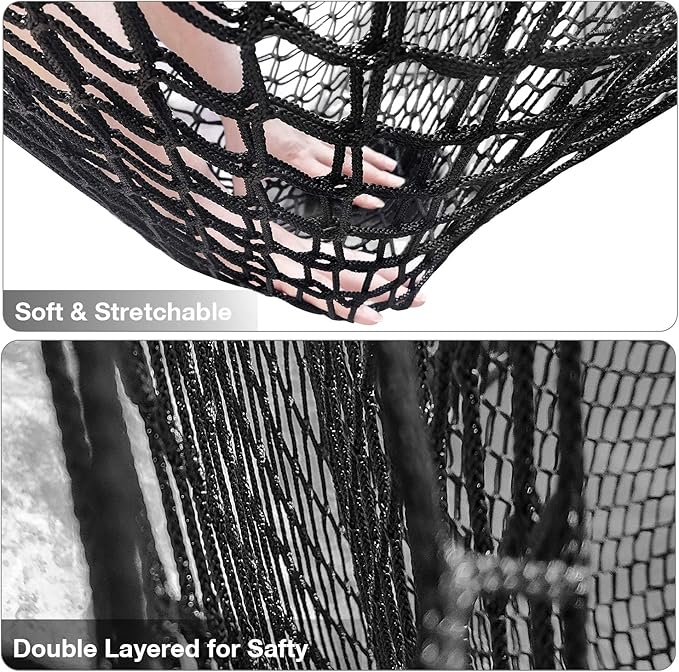 Jalunth Kids Playground Play Safety Net - Climbing Cargo Net Treehouse Accessories Outdoor Equipment Set Double Layers Heavy Duty Backyard Net Bridge for Tree House Tree Fort Back Yard (14.5' x 9.8')