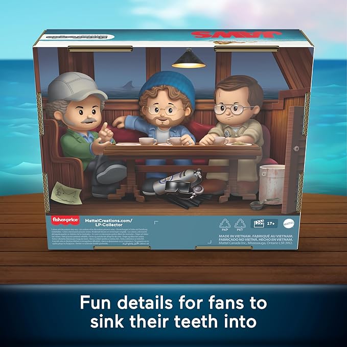 Little People Collector Jaws Movie Special Edition Set for Adults and Fans, 3 Character Figures in a Display Package