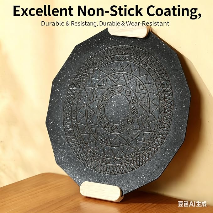 Portable Korean BBQ Pan - Non-stick Suitable for indoor and outdoor use (Black)
