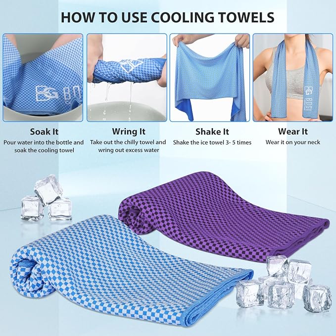 BOGI Cooling Towels for Neck and Face, Soft Breathable Cool Towel for Instant Cooling Stay Cool for Yoga, Sport, Gym, Camping, Running & More Activities