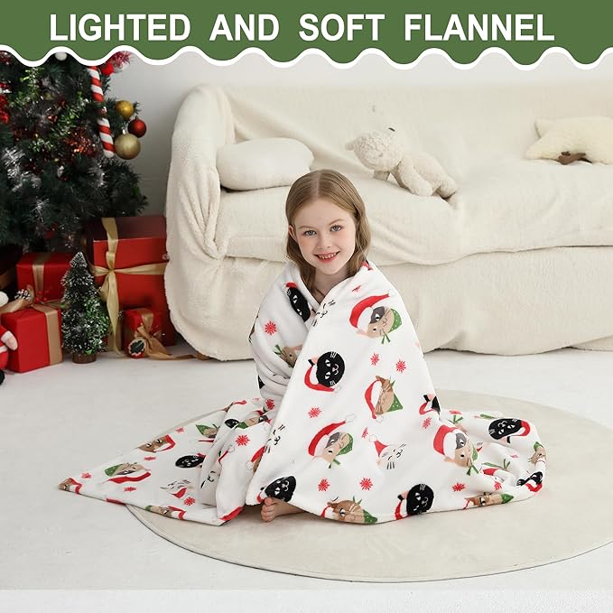 Softan Kids Throw Blanket for Girls & Boys, Warm Soft Toddler Flannel Blankets for Sofa Couch Bed， Cozy Fuzzy Plush Flannel Kids Throw Blanket for Daycare & School - Cat 50x60 inches
