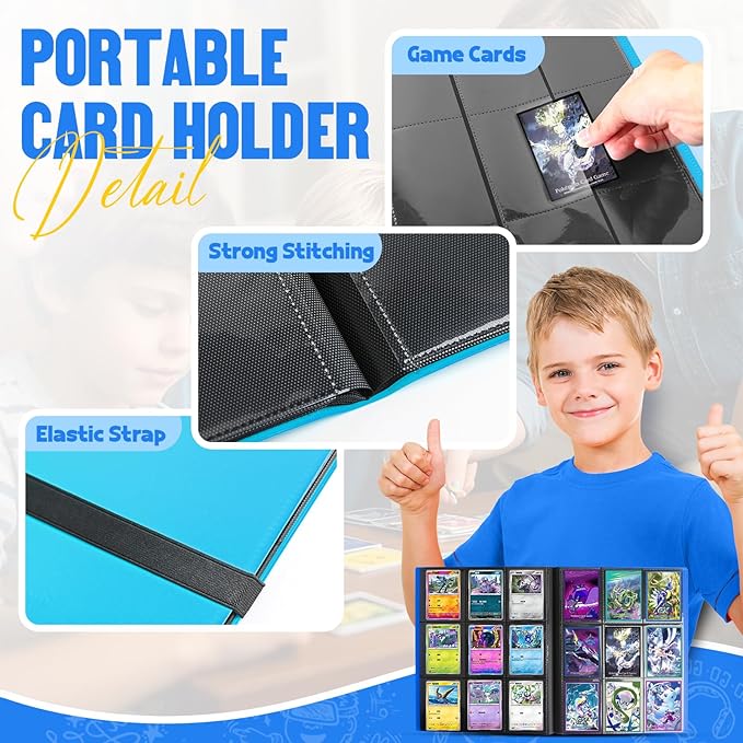 Card Binder 9-Pockets,Trading Card Binder,20 Pages, 360 Card Capacity Collection Binder, Card Folder for MTG, TCG, Game Cards & Sports Cards (Sky blue)