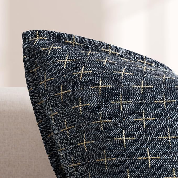 Pillow Covers 26x26 Set of 2 Soft Polyester Textured Pillow Covers with Stylish Flange Edge Cozy Farmhouse Throw Pillows for Couch Bed Sofa Living Room