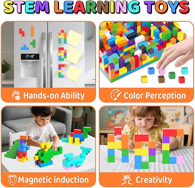 300PCS Magnetic Blocks Set, STEM Montessori Magnetic Building Toys for Toddlers – Sensory Learning Toys, Birthday for Kids Aged 3-8 (300pcs)