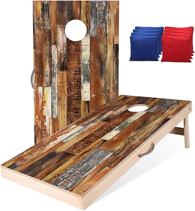 Sportdo 4x2 ft Solid Wood Cornhole Set with 8 Bean Bags, Regulation Size Cornhole Board Set for Adults, Cornhole Game Set for Tailgate Backyard Toss Games Indoor&Outdoor Activities