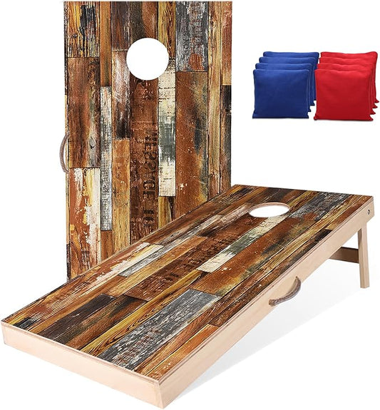Sportdo 4x2 ft Solid Wood Cornhole Set with 8 Bean Bags, Regulation Size Cornhole Board Set for Adults, Cornhole Game Set for Tailgate Backyard Toss Games Indoor&Outdoor Activities