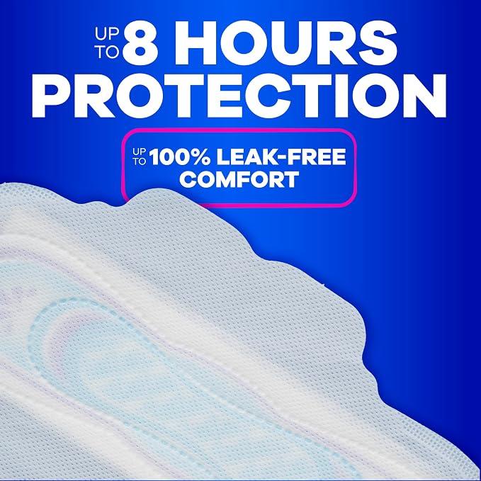 Always Ultra Thin Feminine Pads with Wings for Women, Size 1, Regular Absorbency, Unscented, Up to 100% Leak-Free Protection, 62 Count