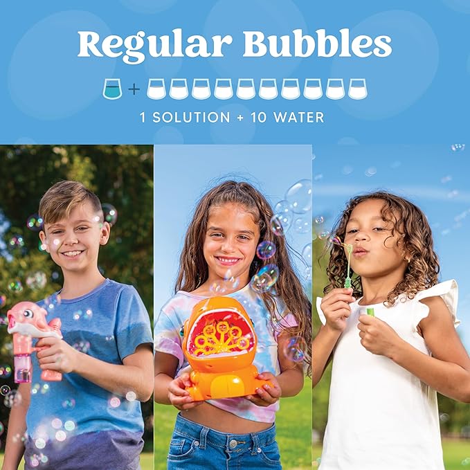 JOYIN 2 Bottles Bubbles Refill Solutions 64 oz (up to 5 Gallon), Concentrated Solution for Bubble Machine, Gun, Wand Refill Fluid Summer, Easter Toys (Blue+Green)