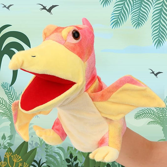 Cuteoy Plush Pterosaurus Hand Puppet Stuffed Animal Toy Open Movable Mouth Creative Role Play Storytelling Dinosaur Plushies Gifts for Kids Toddlers Birthday Christmas