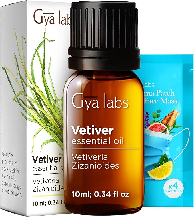 Vetiver Essential Oil for Skin & Eucalyptus Essential Oil for Diffuser Set - Aromatherapy Grade Essential Oils Set - 2x10ml - Gya Labs