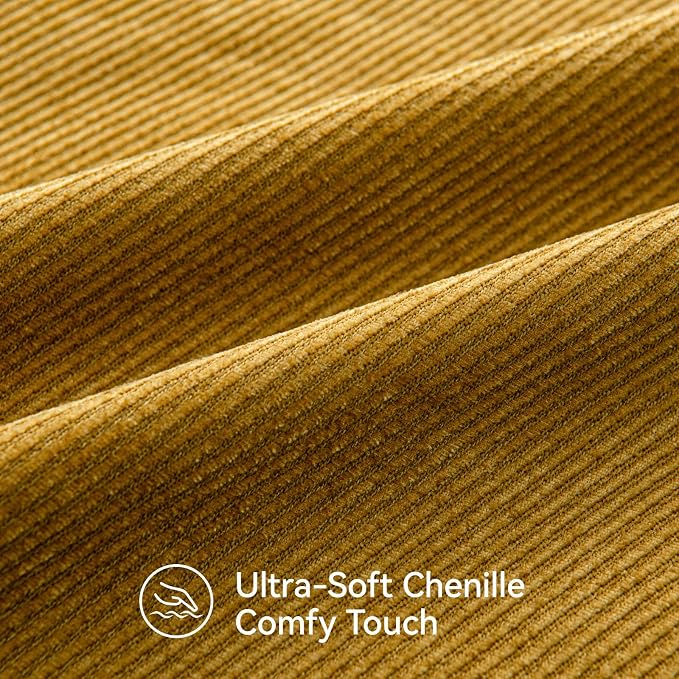 a moment Fall Decorative Throw Pillow Covers Pack of 2,22x22 Inch Yellow | Twill Chenille Cushion Covers for Sofa Living Room Couch Bed