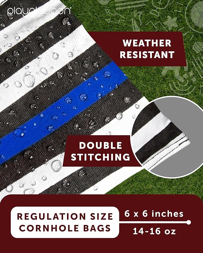 Play Platoon Cornhole Bags Weather Resistant- Set of 8 Regulation Bean Bags for Tossing- Official Professional Size & Weight Corn Hole Bags Two Color All Weather Cornhole Beans Bag Set with Tote Bag