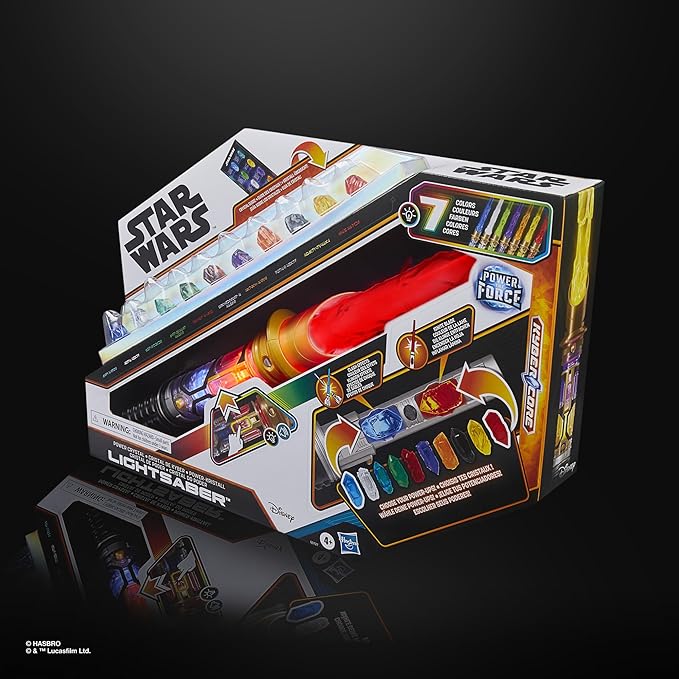 STAR WARS Power Crystal Lightsaber, 7 Colors & 10 Crystals, 50+ Color-Changing Combinations, Lights & Sounds, Toys for Boys & Girls Ages 4+