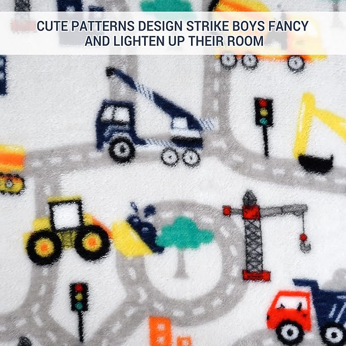 Softan Truck Blanket for Boys, Kids Throw Blanket for Boys and Girls Soft Cozy Flannel, Cute Truck Blanket for Sofa Couch Bed, Christmas Birthday Gift for Kids, 50x60 Inches