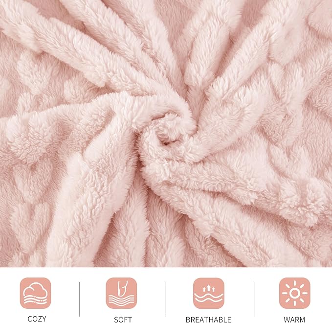 Aganear Fleece Throw Blanket for Bed Couch 90"x90" Pink | Lightweight Fuzzy Throw,Warm Gift for Women,Christmas,Housewarming,Soft,Boho Design for Room Home Decor,All-Season Use