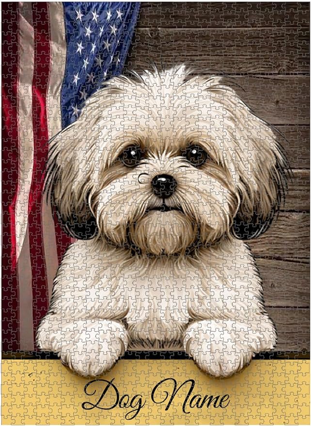 Custom Wooden Jigsaw Puzzles with Your Dog's Name on Bolonka Zwetna Art Print - 300 500 1000PCS Puzzles Game and Home Wall Decor