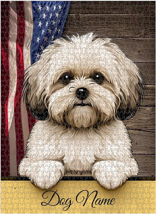 Custom Wooden Jigsaw Puzzles with Your Dog's Name on Bolonka Zwetna Art Print - 300 500 1000PCS Puzzles Game and Home Wall Decor