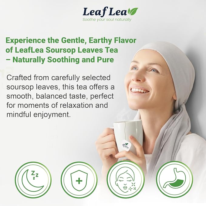 LeafLea 160 Premium Soursop Tea Bags, Natural & Pure Soursop Graviola Tea Leave, Hoja Guanabana Leaf Herbal Tea Bags Variety Pack of 4, Digestive Support, Nutrient-Rich, Vegan, Sugar/Caffeine Free