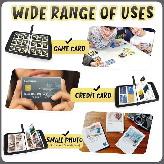 Card Binder 9-Pockets, 900 Pockets Card Holder with 50 Removable Sleeves, Trading Card Collector Zipper Album Holder, Black