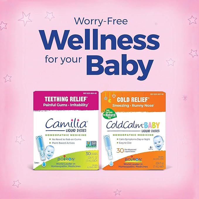 Boiron Camilia Teething Drops for Daytime and Nighttime Relief of Painful or Swollen Gums and Irritability in Babies - 30 Count