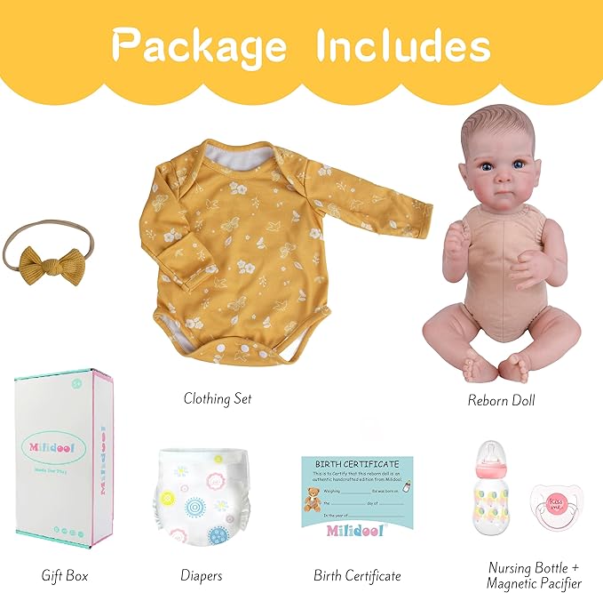 Milidool Lifelike Reborn Baby Dolls - 20 Inch Realistic Newborn Baby Dolls Girl, Real Life Baby Dolls with Soft Weighted Body, Real Baby Reborn Gift with Accessories for 3+ Years Old Kids