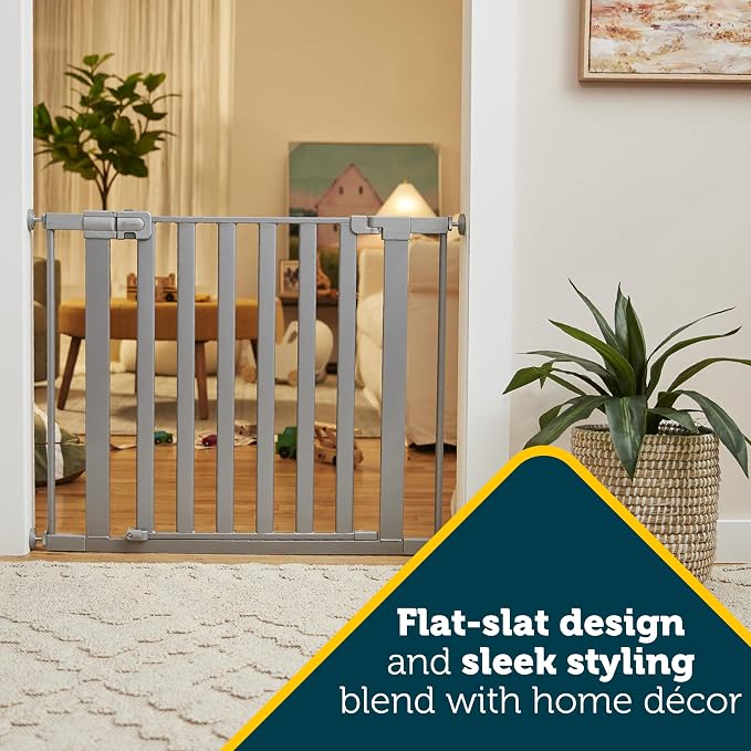 Safety 1st Walk Through Baby Gate with Door, Adjustable Pressure Mount Lift, Dog Gates, Fits 29"-38" Wide, 1-Pack, Silver