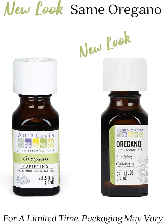 Aura Cacia 100% Pure Oregano Essential Oil, GC/MS Tested for Purity, 15 ml, Origanum vulgare, 0.5 Fl Oz (Pack of 2)
