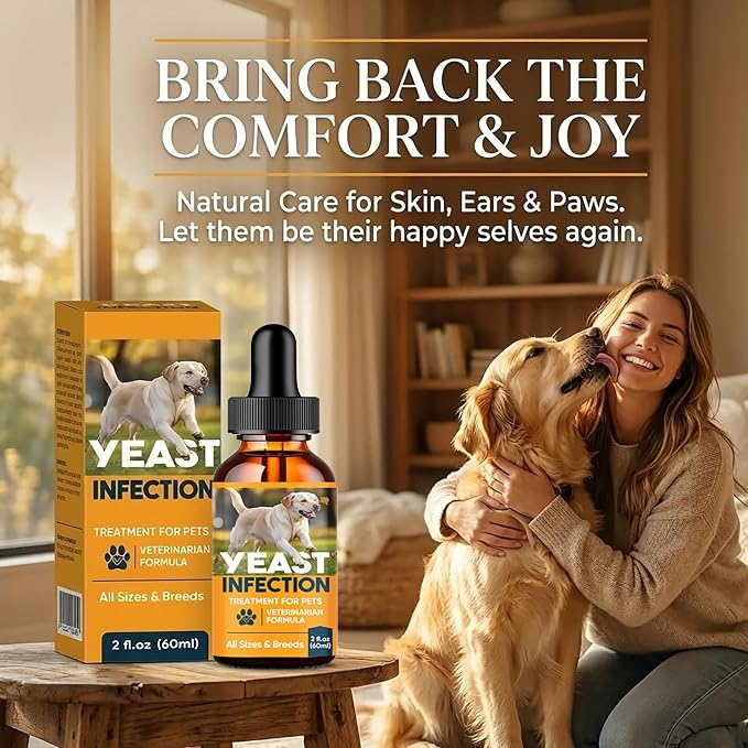 Yeast Infection Treatment for Dogs, Natural Itch Soothing for Skin and Ears | Dog Ear Infection Treatment and Anti Yeast Drops, Natural Ingredients Gentle Daily Dogs & Cats Care, 2 Fl Oz