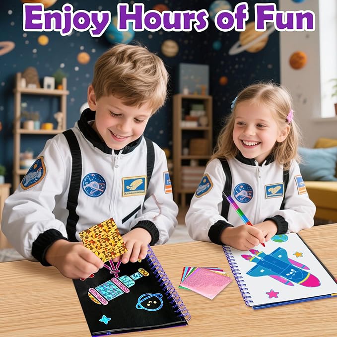 FUNNYB&G Foil Art Crafts for Kids Ages 4-8: Valentines Crafts for Kids 2026,Birthday Gift for Girls,Art and Crafts Supplies,Party Favors,Creative Toys for Girls Boys 4 5 6 7 8 9 Years Old (Space)