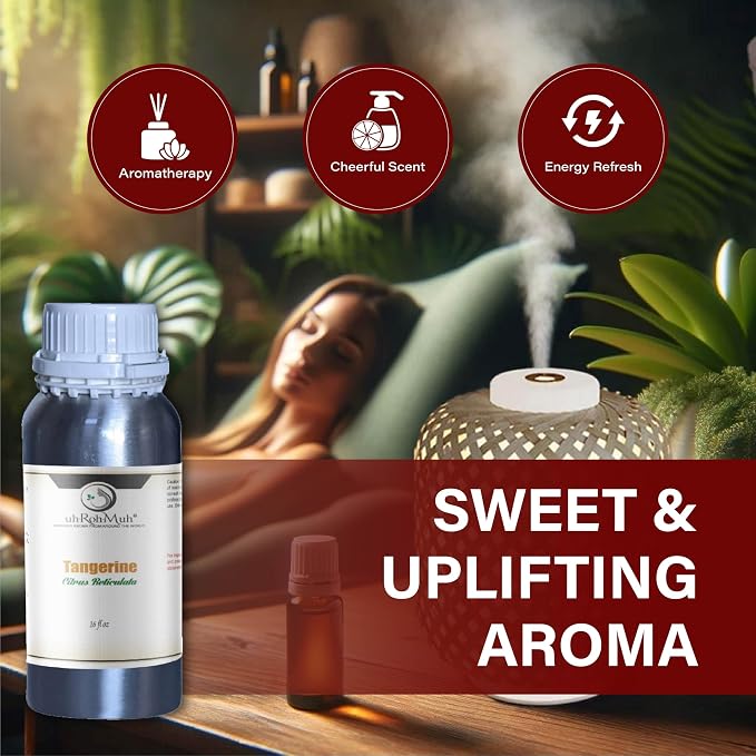 Tangerine Essential Oil, Citrus Reticulata, Cold Pressed Citrus Peel Oil, Sweet Citrus Aroma for Aromatherapy, Diffuser, Massage, Skin Care, Natural Fragrance Oil for Blends – Net Wt:0.5Kg/1.1 lb