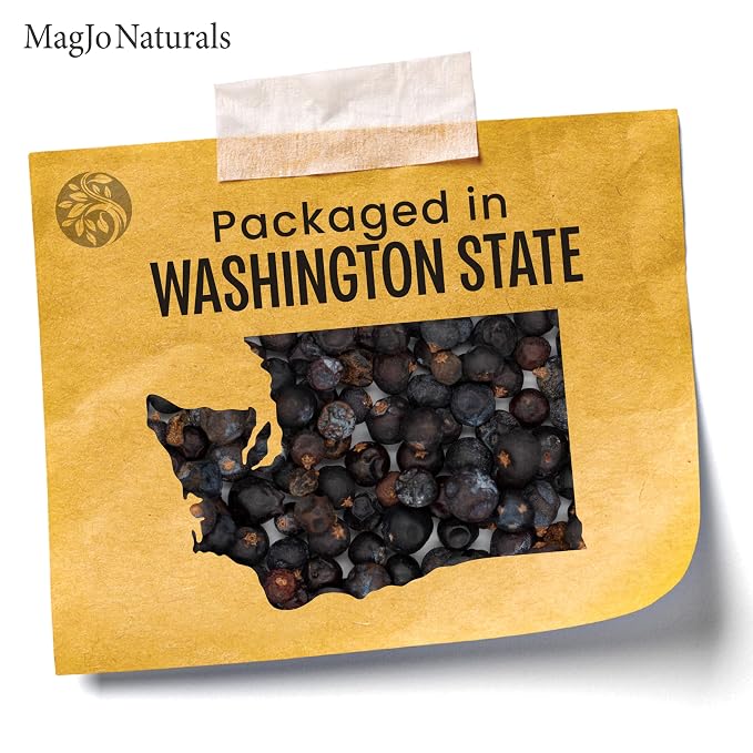 MagJo Naturals, Whole Dried Juniper Berries (1 Lb) Wild-Crafted, Bulk Whole Juniper Berry, herbal infusion, cooking meat, seasoning beef, pork, turkey brine, soups, syrups and tea, wildcrafted