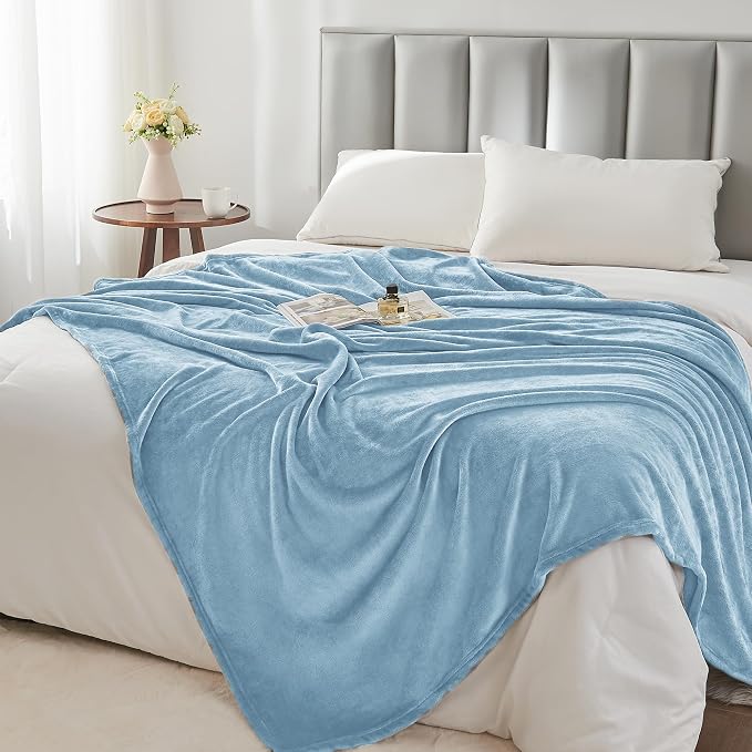 BEDELITE Fleece Blanket Soft Queen Size Bed Blanket Washed Blue 90"x90" | Ultra Soft Fleece, Plush Microfiber, Lightweight Warmth, All Season Comfort, Fade Resistant, Machine Washable,Perfect for Bed
