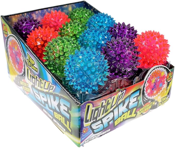 JA-RU Light Up Spiky Balls for Kids (8 Pack) – Light Up Bouncy Balls | Spiky Fidget Toys for Stress Relief, Sensory Bin Filler, Bulk Party Favors, & Classroom Prizes. 695-8A