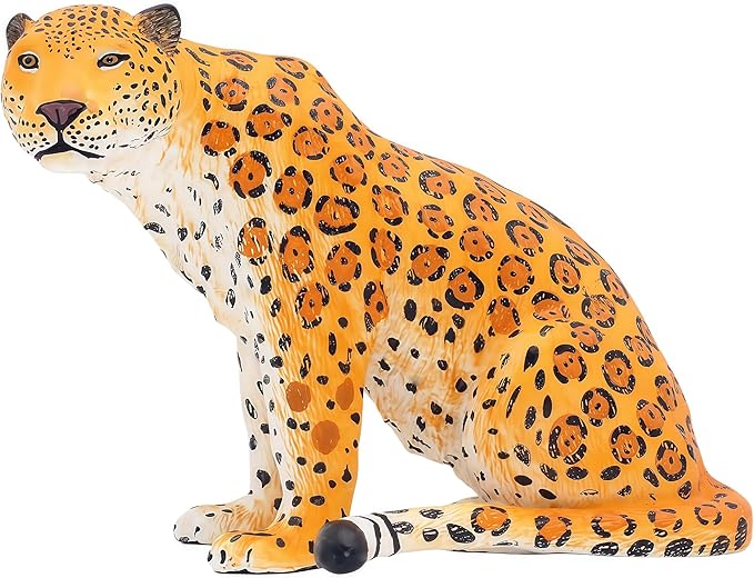 Gemini&Genius Yellow Leopard Action Figure Toy, Pard Toy 6 Inches Length Figurine Wild Animal, Panther Animal Model for Kids