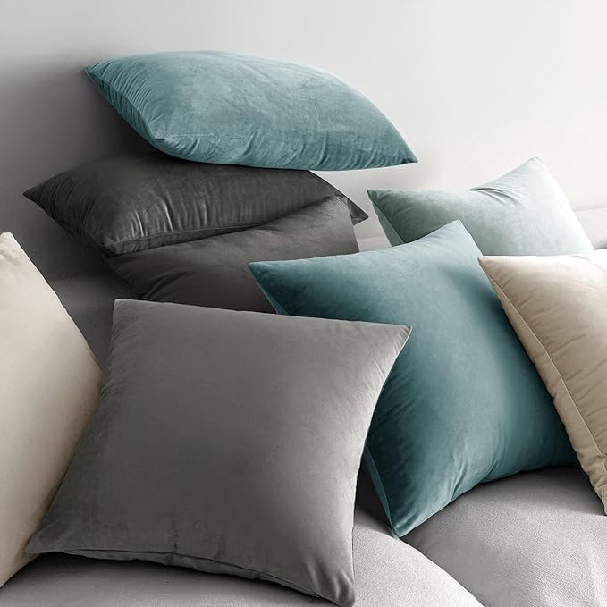 MIULEE Velvet Throw Pillow Covers 20x20 Inch Pack of 2 Cream White | Soft Solid Decorative Pillow Covers, Modern Luxury Home Decor, for Couch Chair Sofa Bedroom Livingroom