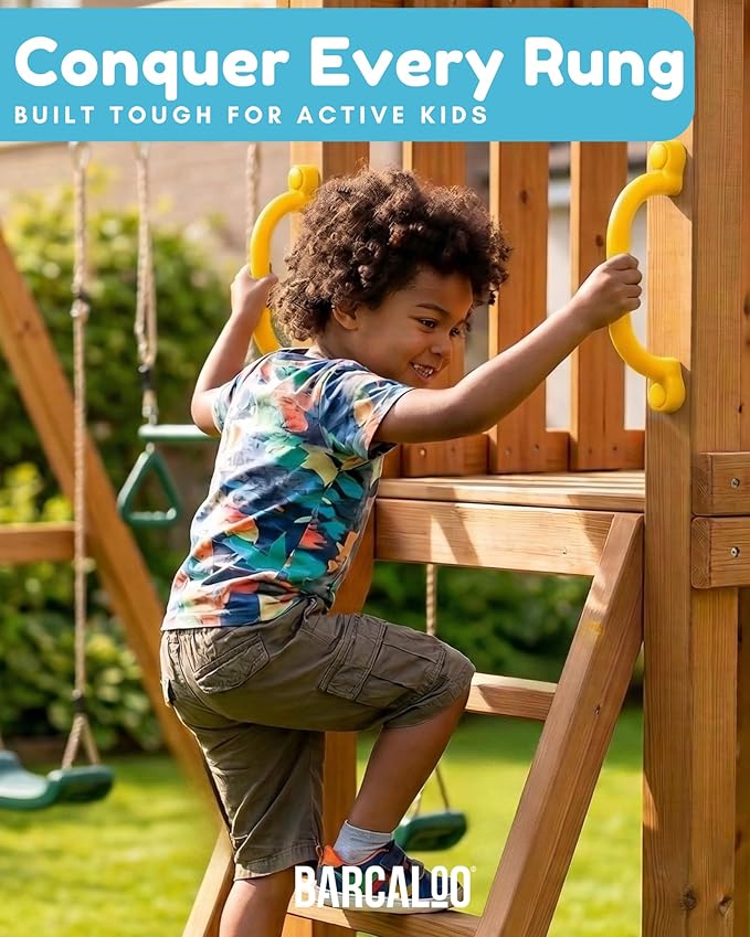 Playground Safety Handles - Outdoor Yellow Grab Handle Bars, Plastic Tree House or Playhouse Accessories, Backyard Playset Equipment Replacement Safety Parts for Monkey Bars, Jungle Gym, and More
