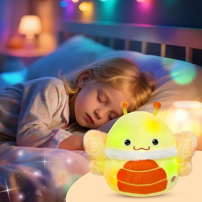 Easfan LED Butterfly Plush Pillow Soft Yellow Plush Toy Cute Stuffed Animal Home Room Decoration Birthday Get Well Gifts for Kids Toddlers