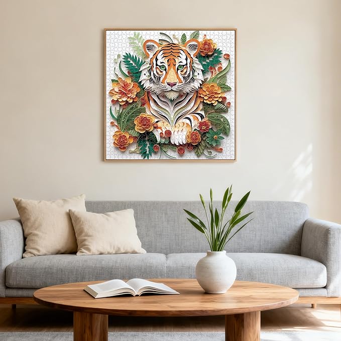 Puzzle 1000 Piece for Adults Jigsaw Featuring Aesthetic Home Decoration Unique Gift for Cat Lovers Premium Large Puzzle for Family Fun (Tiger Puzzles-1000pcs)