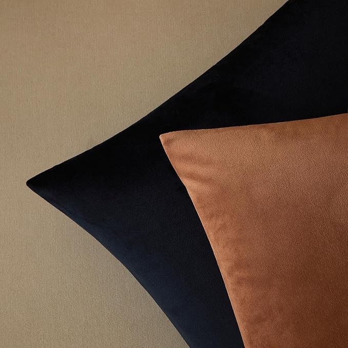 20x20 Decorative Velvet Throw Pillow Covers Set of 2 for Couch,Mocha Mousse | Soft Cushion Cases with Invisible Zipper for Modern Sofa Bed Living Room Bedroom Home Decor