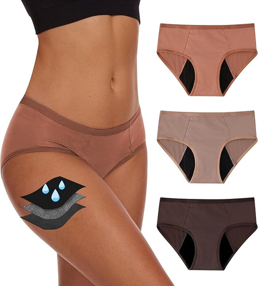 YESWEL Period Underwear For Women, Leakproof Hipster, Brief, Heavy Flow, 3 Pack