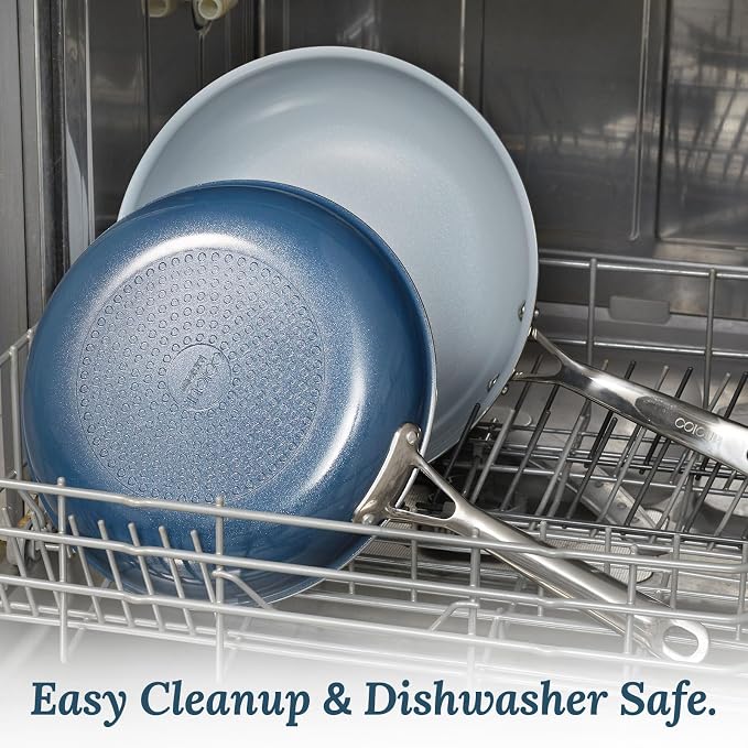 Nonstick Ceramic Frying Pans 8" 9.5" 11" Ceramic Skillets Set with Stainless Steel Handle Omelet Pans Healthy Cooking Chef Pans, PFOA Free, Navy Blue