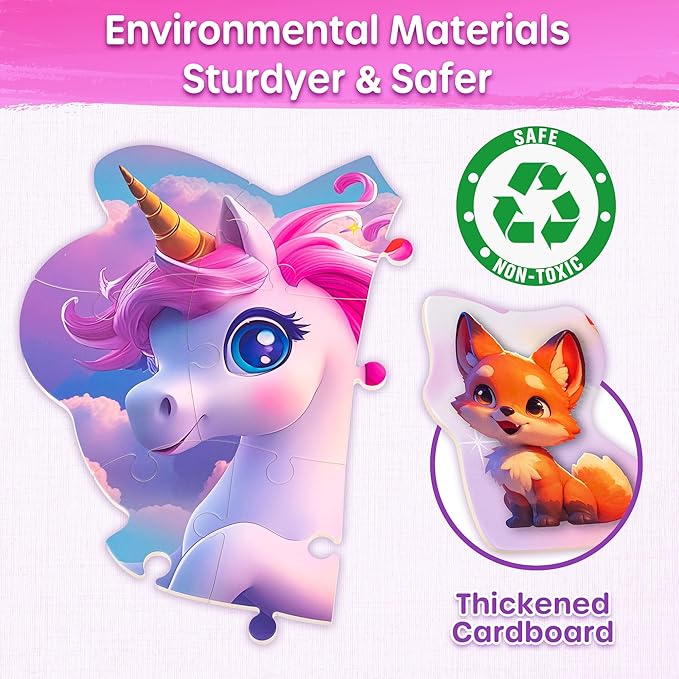 SYNARRY Unicorn Floor Puzzles for Kids Ages 4-6, Large 45 Piece Floor Puzzles for Kids Ages 4-8, Puzzles for Toddlers 3-5, Unicorn Toys Gifts, Easter Basket Stuffers Valentines Day Gifts for Kids