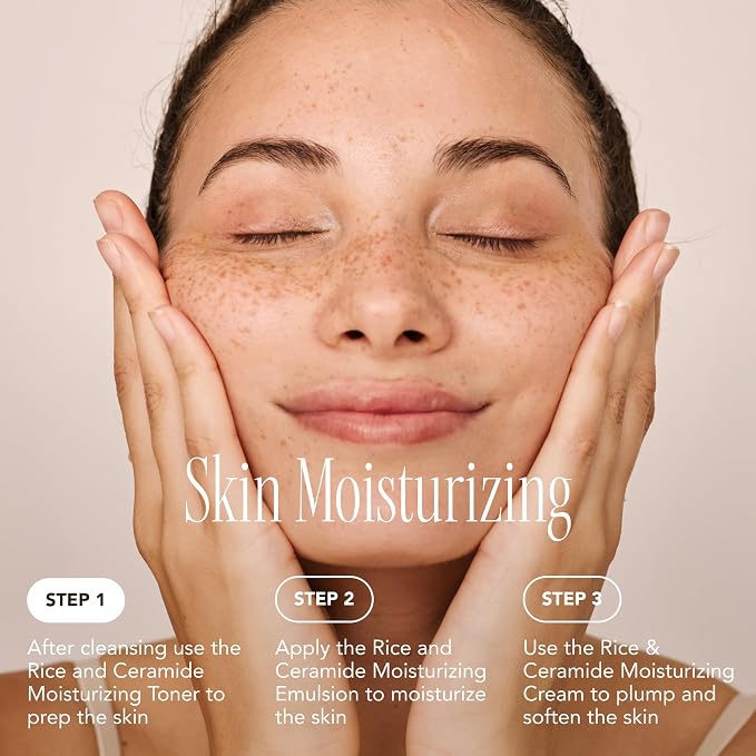 The Face Shop Korean Rice Skincare Duo – Rice Extract Double Hydration Lotion & Moisturizer for Dry to Normal Skin