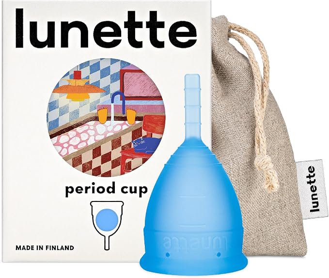 Lunette Menstrual Cup - Reusable Period Cup – Medical-Grade Silicone | 12‑hour Comfort, Reusable up to 10 years, BPA‑free, Tampon alternative, Made in Finland, Size 1 Blue