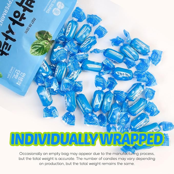 COELO Peppermint Candy 9.87oz (280g) | Korea Traditional Mint Flavor Hard Candy | After Meal Office Pantry Travel Camping Party | Sharable Size On-The-Go K-Food Individually Wrapped Korean Snack 박하사탕